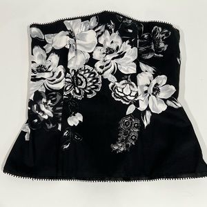 Nwt White House Black Market WHBM Black & White Floral Bustier Size 2